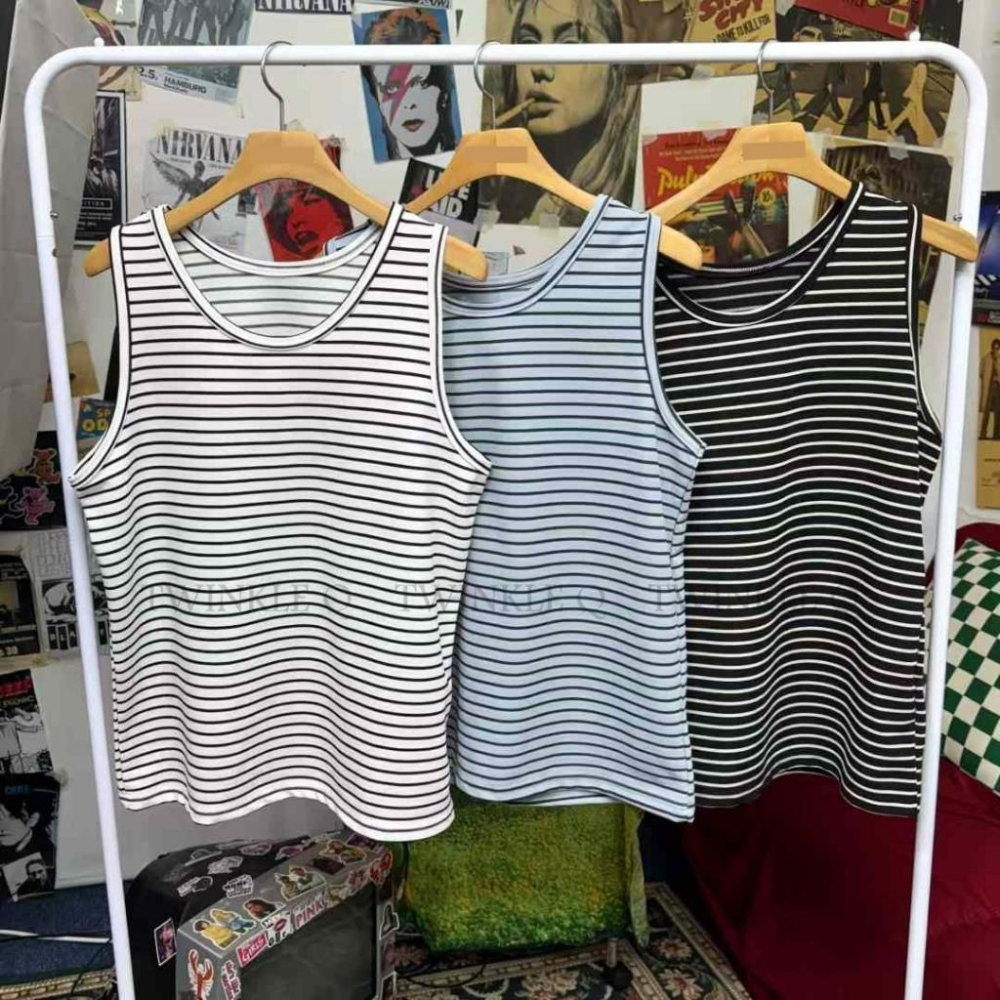 🎀Twinkle Q韓國代購(現貨+預購)✈️東大門🔥南大門正韓 無袖背心 條紋 內搭 休閒 無袖上衣 背心-細節圖8