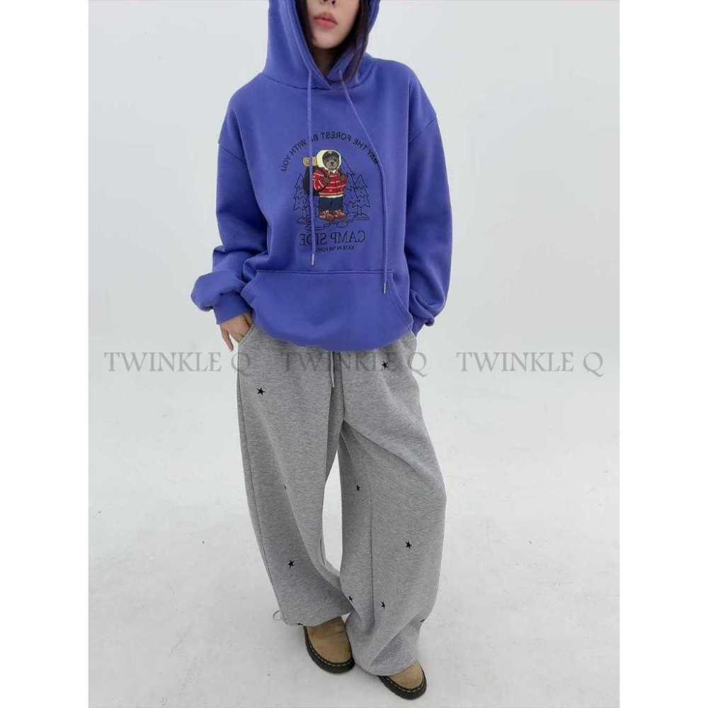 🎀TwinkleQ韓國代購BUY好物-預購✈️正韓🇰🇷 連帽t恤 露營小熊 刷毛 長袖上衣 長袖t恤 口袋 帽t-細節圖6