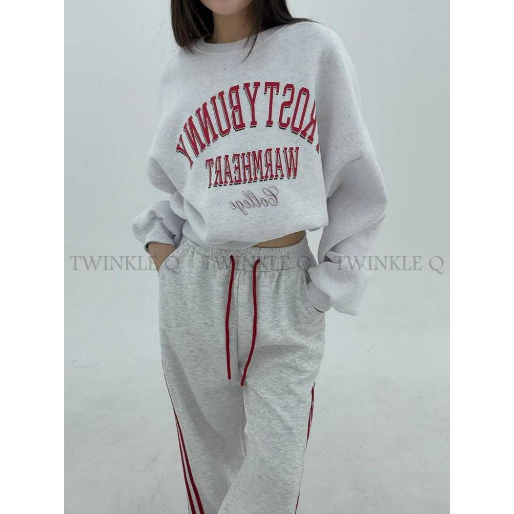 🎀TwinkleQ韓國代購BUY好物-預購✈️正韓🇰🇷 大學t 字母印花 刷毛 寬鬆 保暖 長袖上衣 長t 大學踢-細節圖2