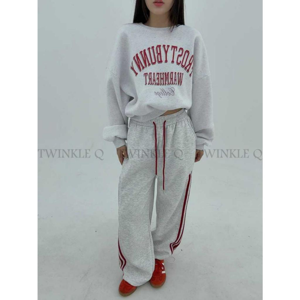 🎀TwinkleQ韓國代購BUY好物-預購✈️正韓🇰🇷 大學t 字母印花 刷毛 寬鬆 保暖 長袖上衣 長t 大學踢-細節圖3