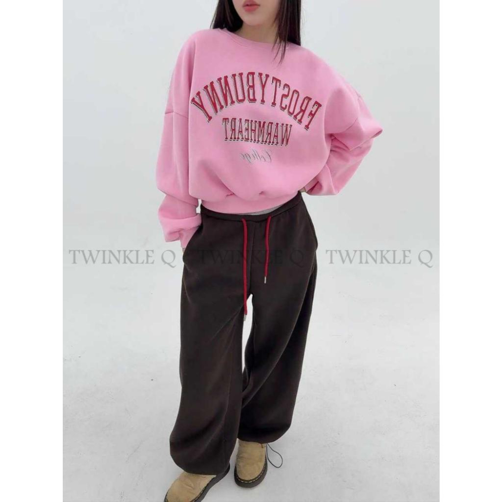 🎀TwinkleQ韓國代購BUY好物-預購✈️正韓🇰🇷 大學t 字母印花 刷毛 寬鬆 保暖 長袖上衣 長t 大學踢-細節圖8