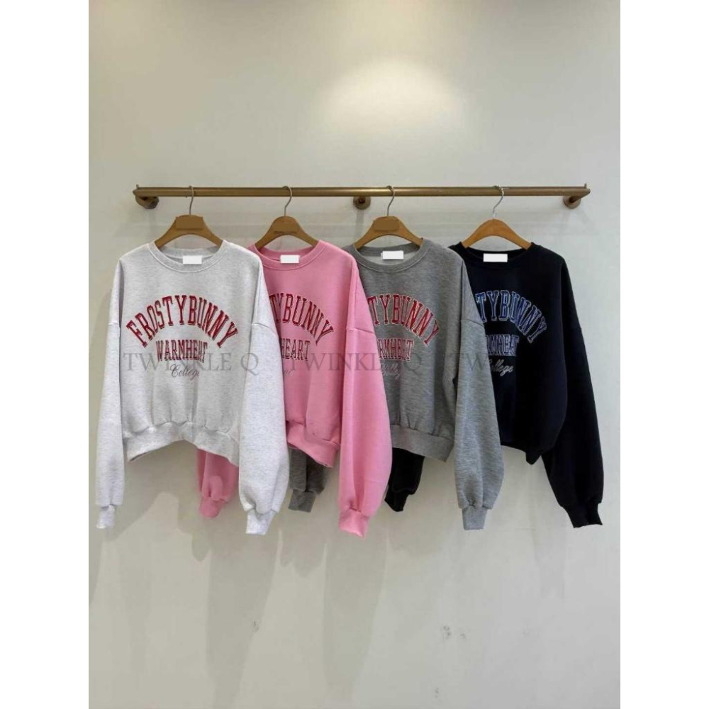 🎀TwinkleQ韓國代購BUY好物-預購✈️正韓🇰🇷 大學t 字母印花 刷毛 寬鬆 保暖 長袖上衣 長t 大學踢-細節圖9