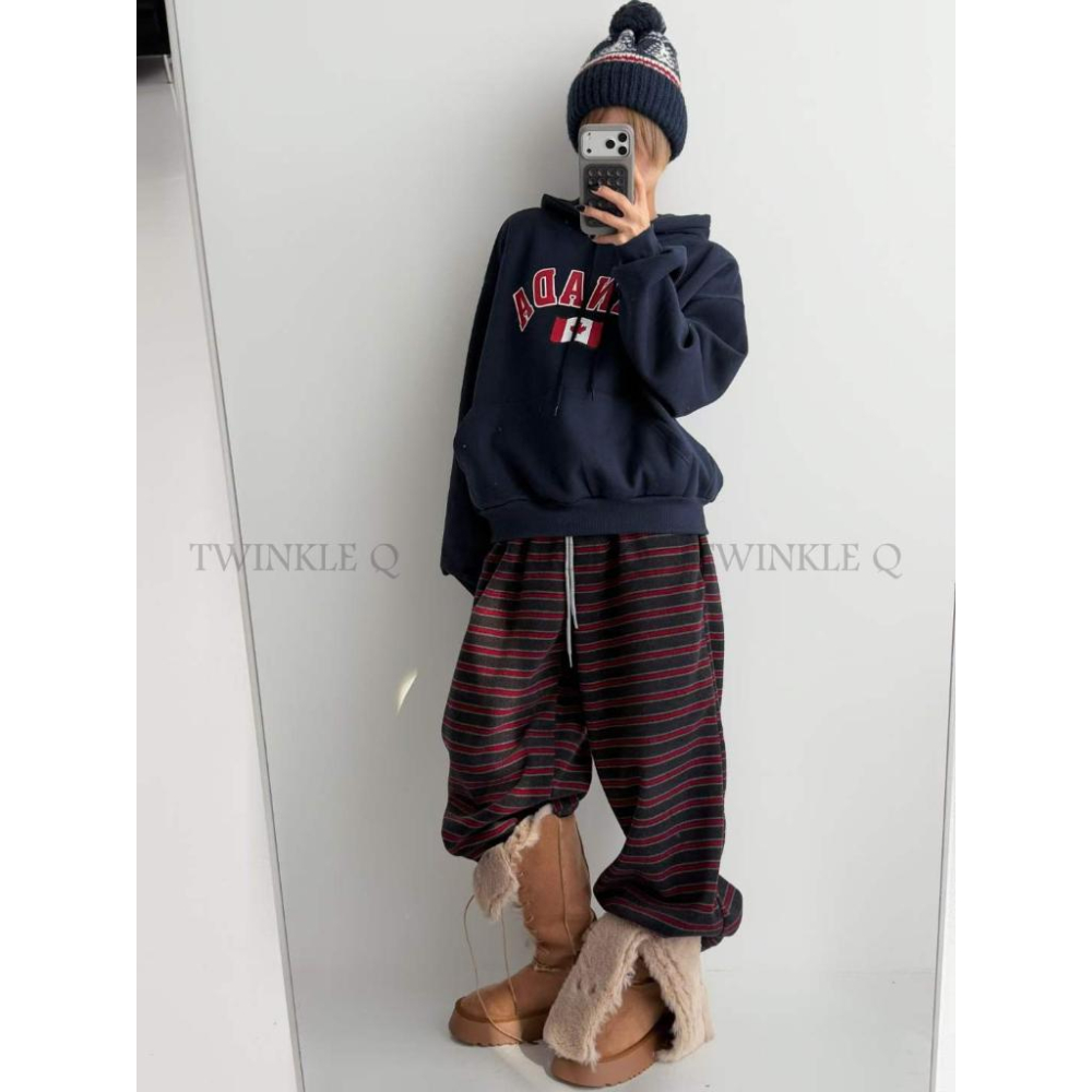 🎀TwinkleQ韓國代購BUY好物-預購✈️正韓🇰🇷 連帽t恤 加拿大 字母 刷毛 寬鬆t恤 連帽上衣 連帽衫 帽t-細節圖4