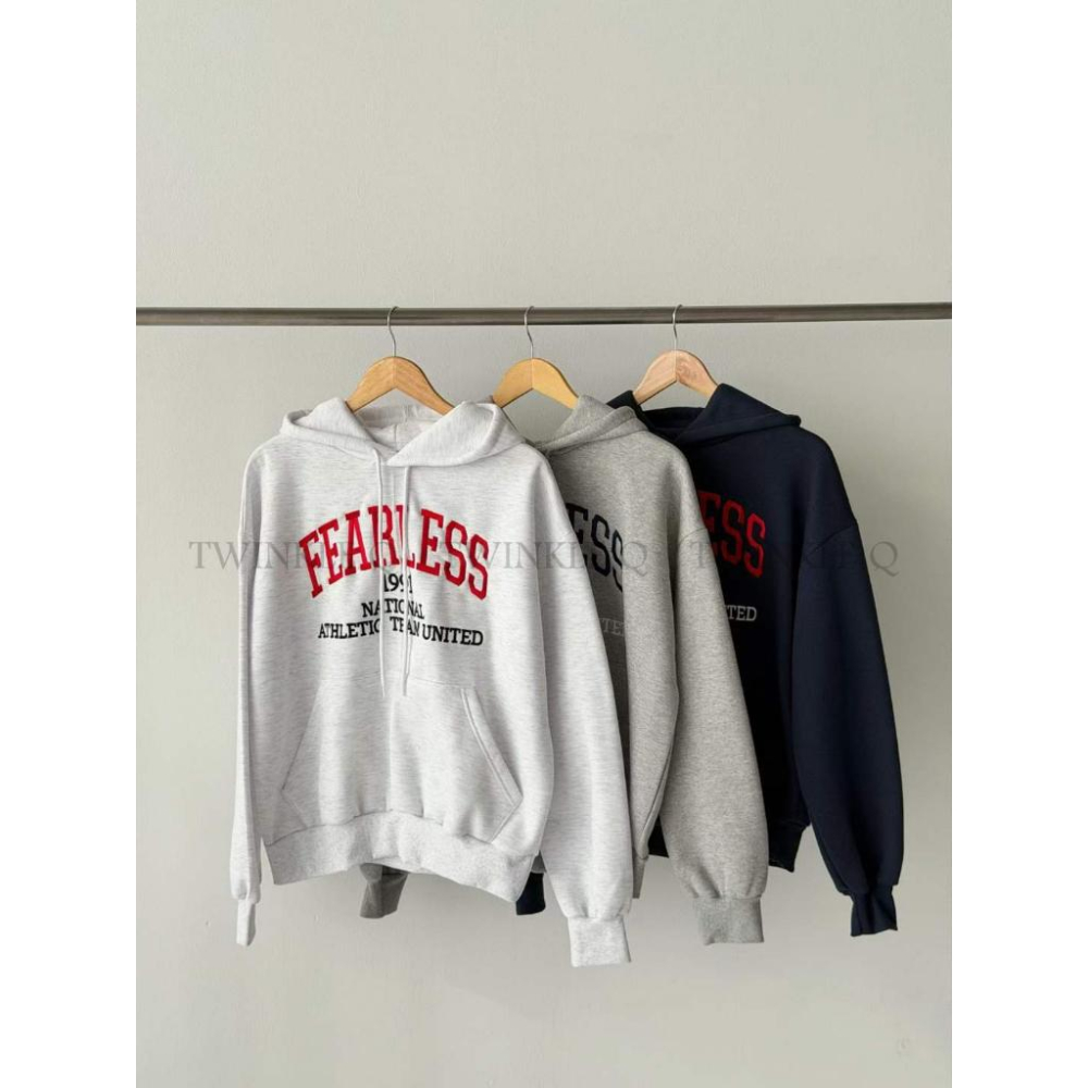 🎀TwinkleQ韓國代購BUY好物-預購✈️正韓🇰🇷連帽t恤 字母 刺繡 刷毛 連帽上衣 休閒 寬鬆 連帽衫 帽t-細節圖8