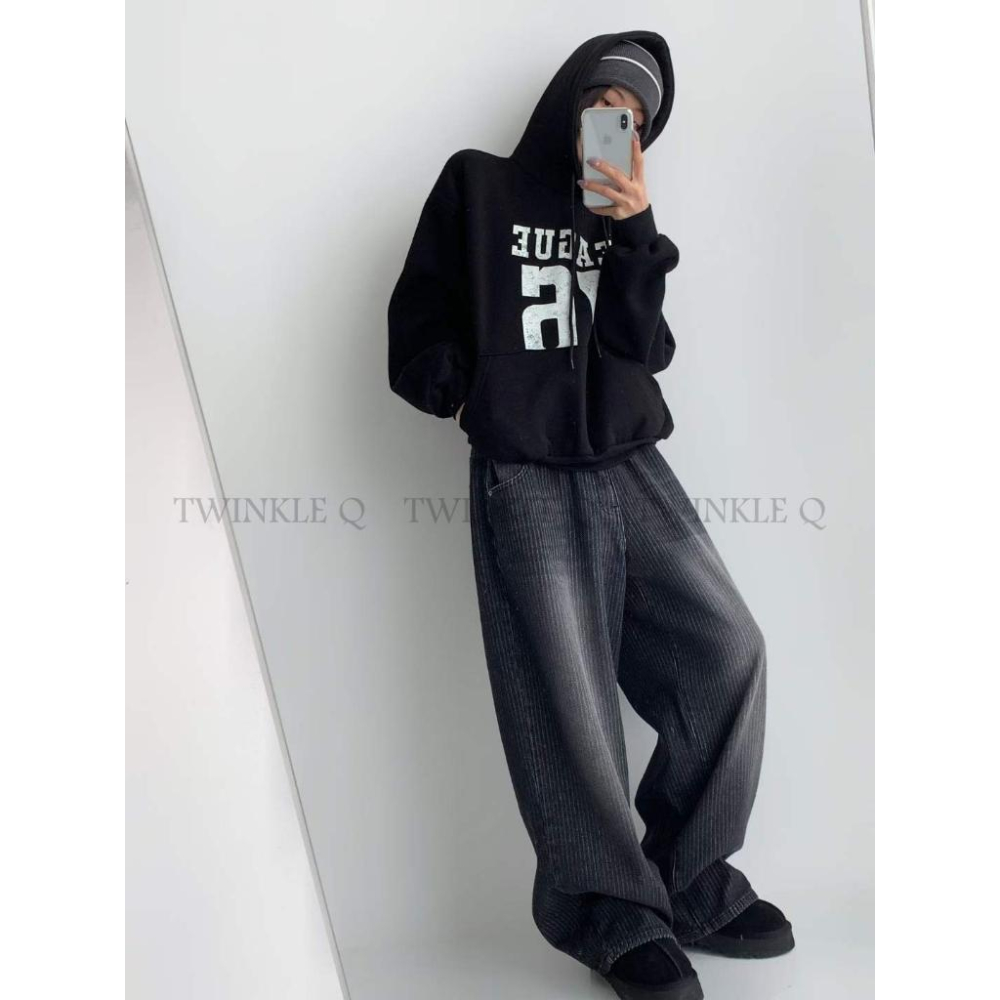 🎀TwinkleQ韓國代購BUY好物-預購✈️正韓🇰🇷 連帽t恤 字母 76印花 長袖上衣 連帽上衣 連帽衫 帽t-細節圖4