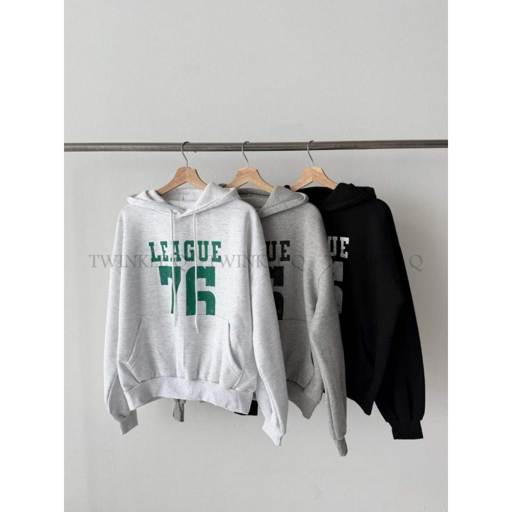 🎀TwinkleQ韓國代購BUY好物-預購✈️正韓🇰🇷 連帽t恤 字母 76印花 長袖上衣 連帽上衣 連帽衫 帽t-細節圖9