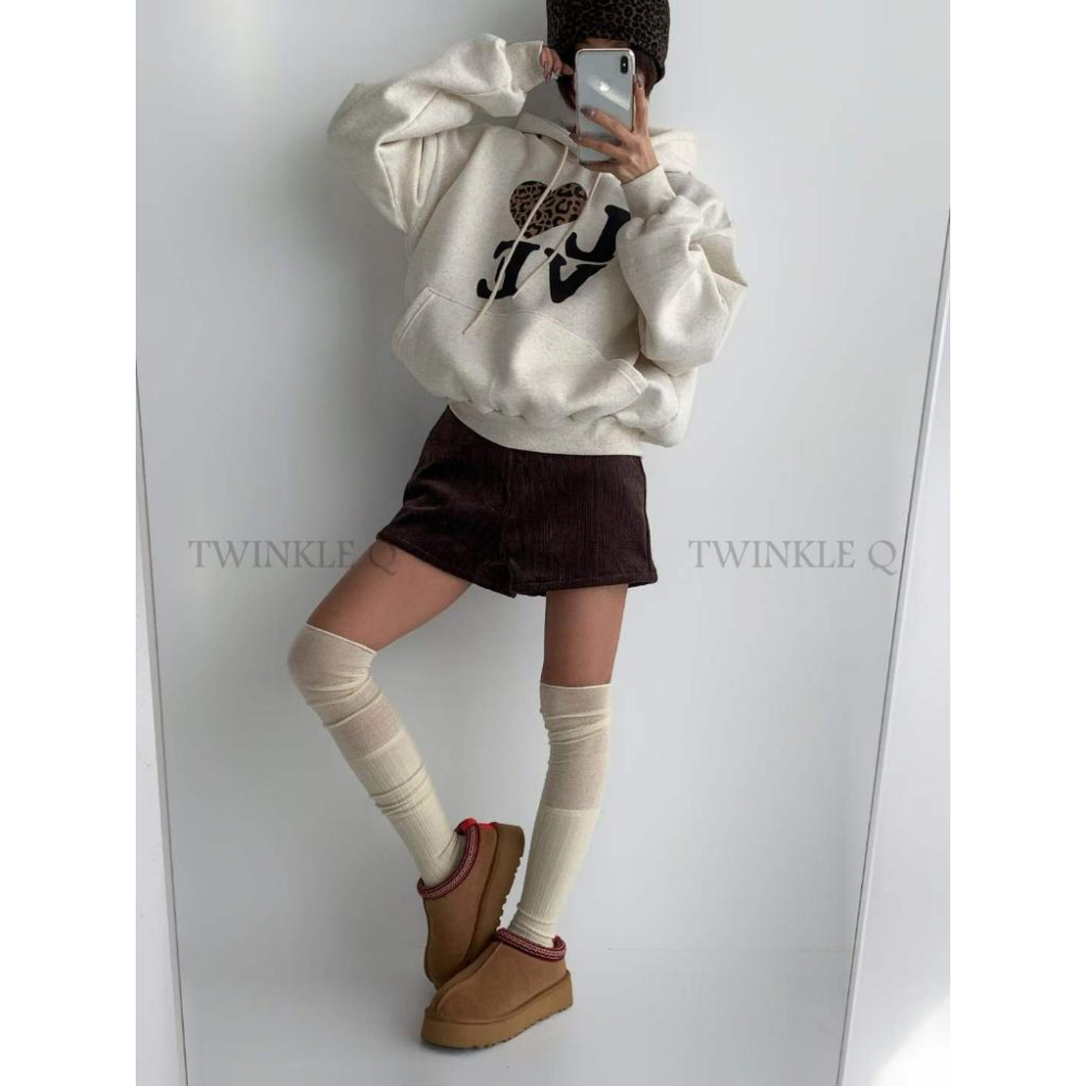 🎀TwinkleQ韓國代購BUY好物-預購✈️正韓🇰🇷 連帽t恤 愛心 豹紋 寬鬆 連帽上衣 長袖t恤 連帽衫 帽t-細節圖6