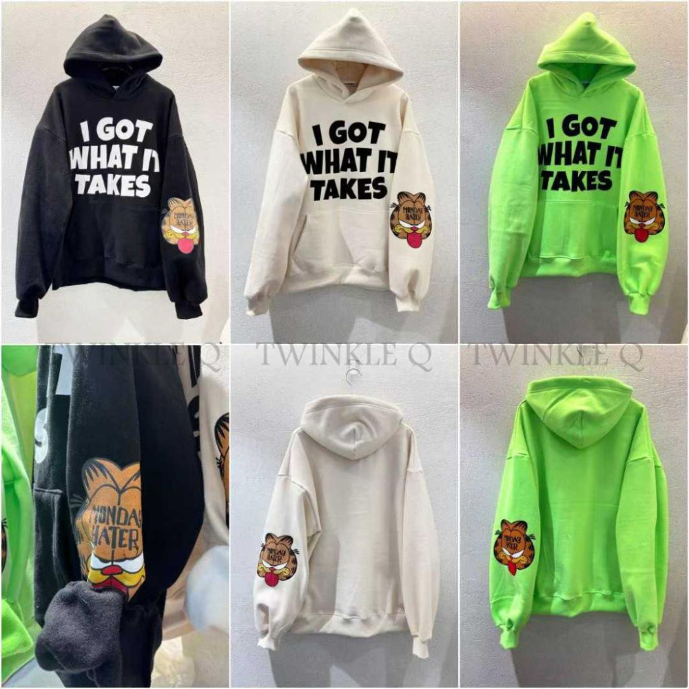 🎀TwinkleQ韓國代購BUY好物-預購✈️正韓🇰🇷 連帽t恤 字母印花 加菲貓 休閒上衣 連帽上衣 帽t-細節圖5