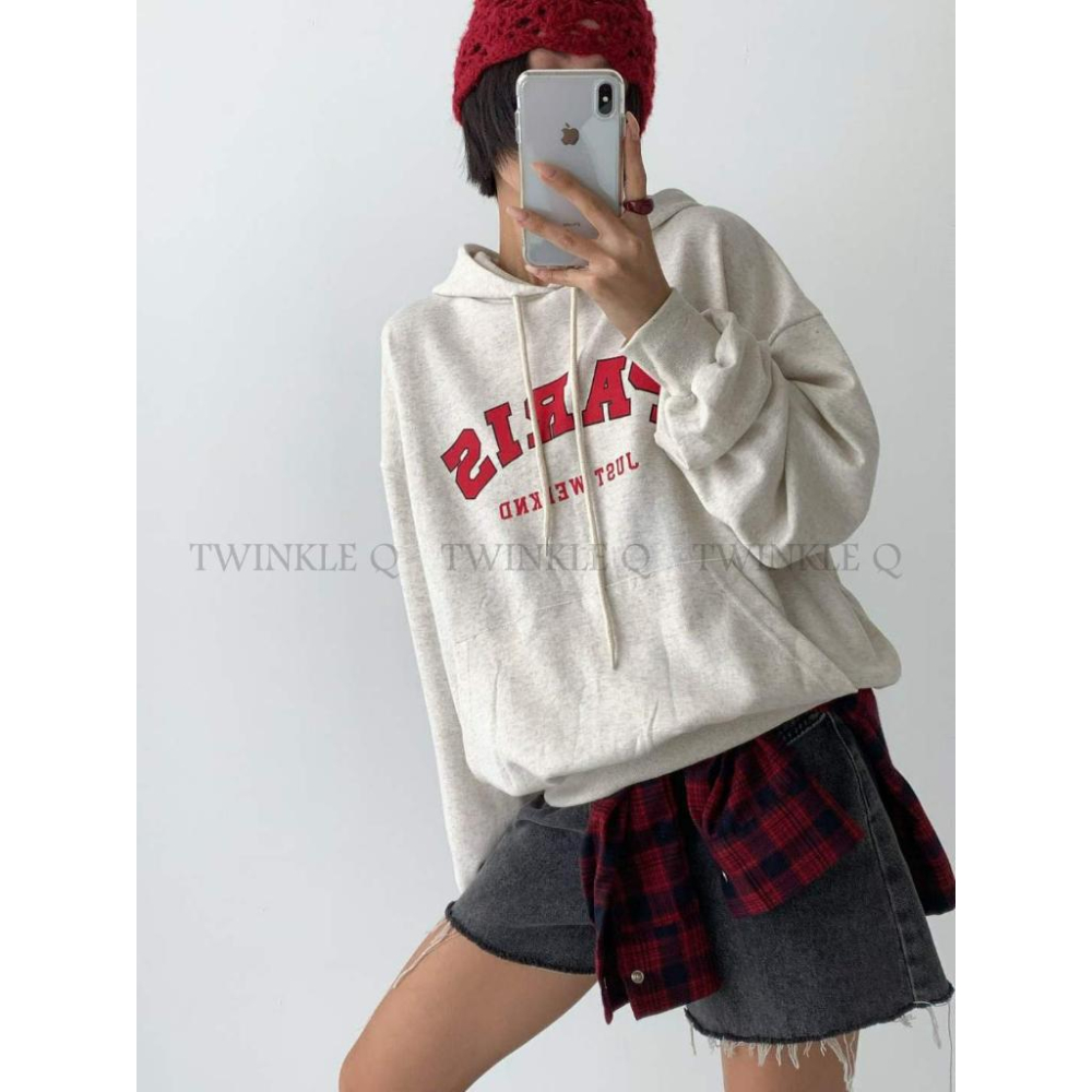 🎀TwinkleQ韓國代購BUY好物-預購✈️正韓🇰🇷 連帽t恤 字母 口袋 連帽上衣 寬鬆t恤 休閒 帽t-細節圖2