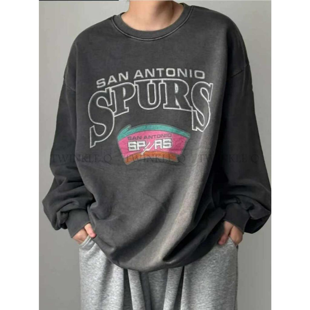 🎀TwinkleQ韓國代購BUY好物-預購✈️正韓🇰🇷 大學t 字母印花 水洗t恤 寬鬆上衣 長袖上衣 休閒 大學踢-細節圖2