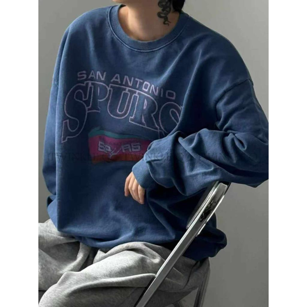 🎀TwinkleQ韓國代購BUY好物-預購✈️正韓🇰🇷 大學t 字母印花 水洗t恤 寬鬆上衣 長袖上衣 休閒 大學踢-細節圖3