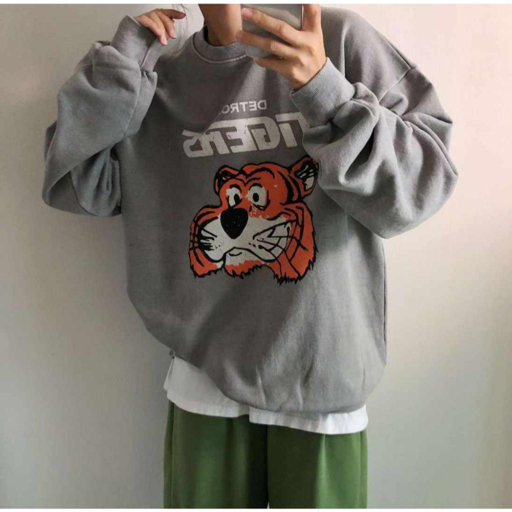 🎀 Twinkle Q 🎀-預購✈️正韓🇰🇷東大門 老虎 TIGERS 印花 水洗 大學Ｔ Ｔ恤 休閒 長袖 男女 中性-細節圖4