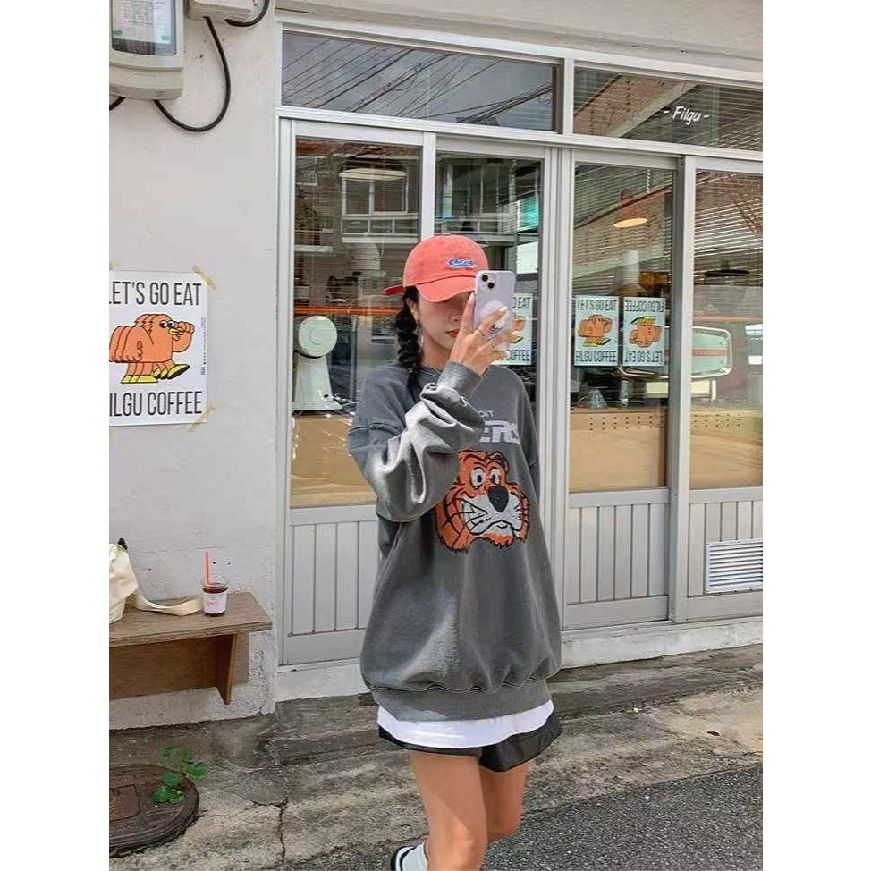 🎀 Twinkle Q 🎀-預購✈️正韓🇰🇷東大門 老虎 TIGERS 印花 水洗 大學Ｔ Ｔ恤 休閒 長袖 男女 中性-細節圖7