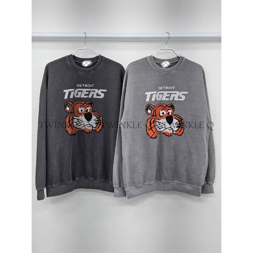 🎀 Twinkle Q 🎀-預購✈️正韓🇰🇷東大門 老虎 TIGERS 印花 水洗 大學Ｔ Ｔ恤 休閒 長袖 男女 中性-細節圖9