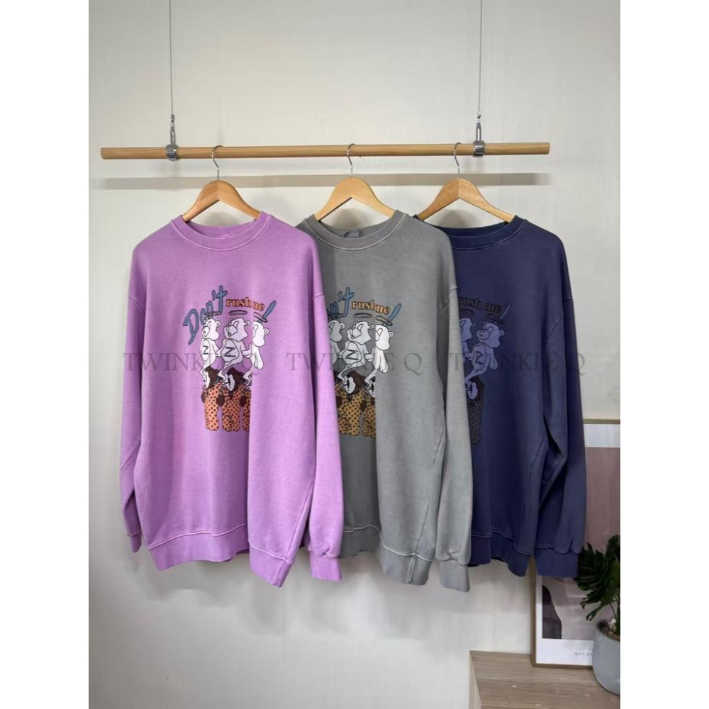 🎀TwinkleQ韓國代購BUY好物-預購✈️正韓🇰🇷 大學t 熊熊 卡通圖案 長袖t恤 水洗t 寬鬆 印花 大學踢-細節圖9