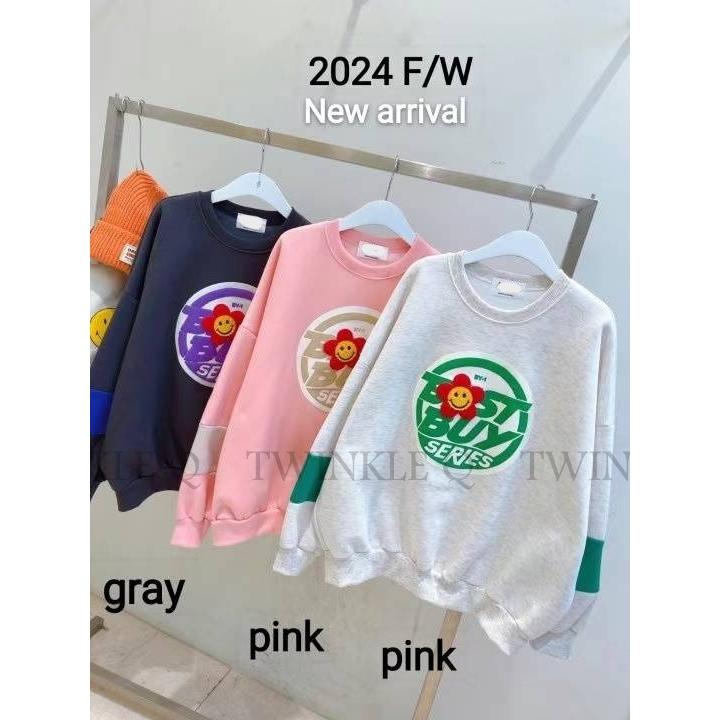 🎀 Twinkle Q韓國代購BUY好物-預購✈️正韓🇰🇷 大學t 笑臉 字母 撞色 拼接 刷毛 長袖t恤 上衣 大學踢-細節圖9