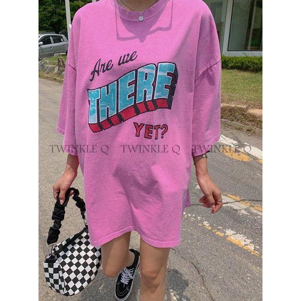 🎀 Twinkle Q 🎀-預購✈️正韓🇰🇷東大門 美式 字母 THERE 水洗 Ｔ恤 休閒 短袖 上衣 男女中性-細節圖3