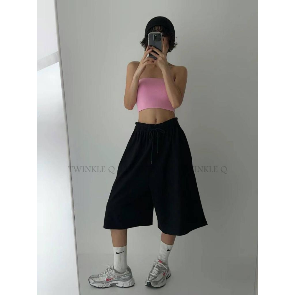 🎀TwinkleQ韓國代購BUY好物-預購✈️正韓🇰🇷 休閒短褲 字母 鬆緊 寬鬆 運動 短褲-細節圖2