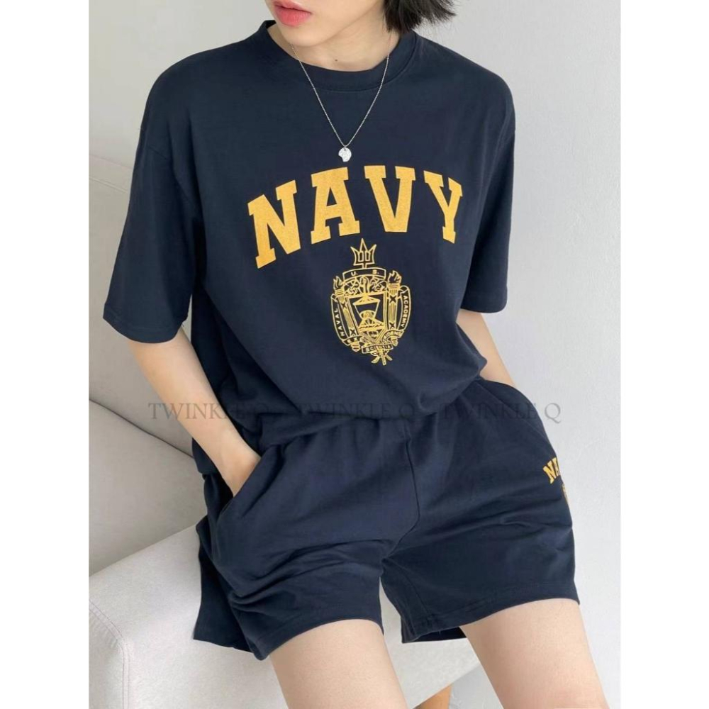 🎀 Twinkle Q韓國代購BUY好物-預購✈️正韓🇰🇷 休閒套裝 美式風格 字母印花 短袖上衣 休閒 短褲 套裝-細節圖2