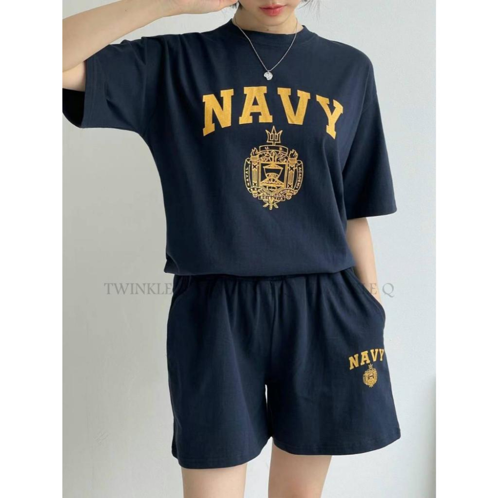 🎀 Twinkle Q韓國代購BUY好物-預購✈️正韓🇰🇷 休閒套裝 美式風格 字母印花 短袖上衣 休閒 短褲 套裝-細節圖3