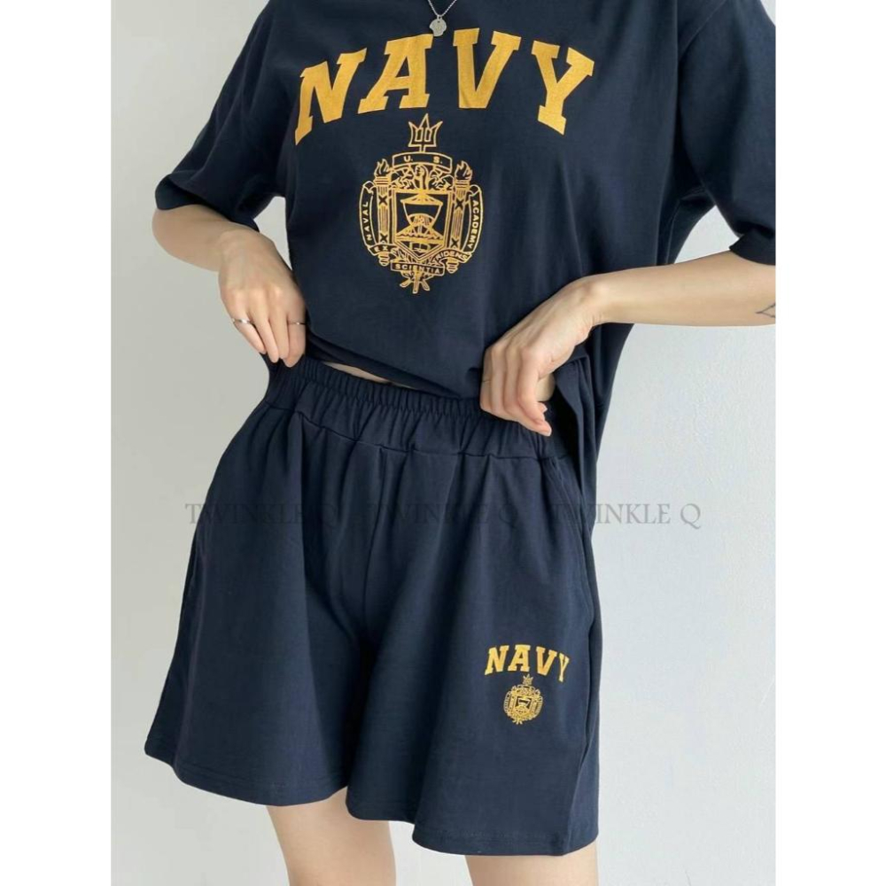 🎀 Twinkle Q韓國代購BUY好物-預購✈️正韓🇰🇷 休閒套裝 美式風格 字母印花 短袖上衣 休閒 短褲 套裝-細節圖5