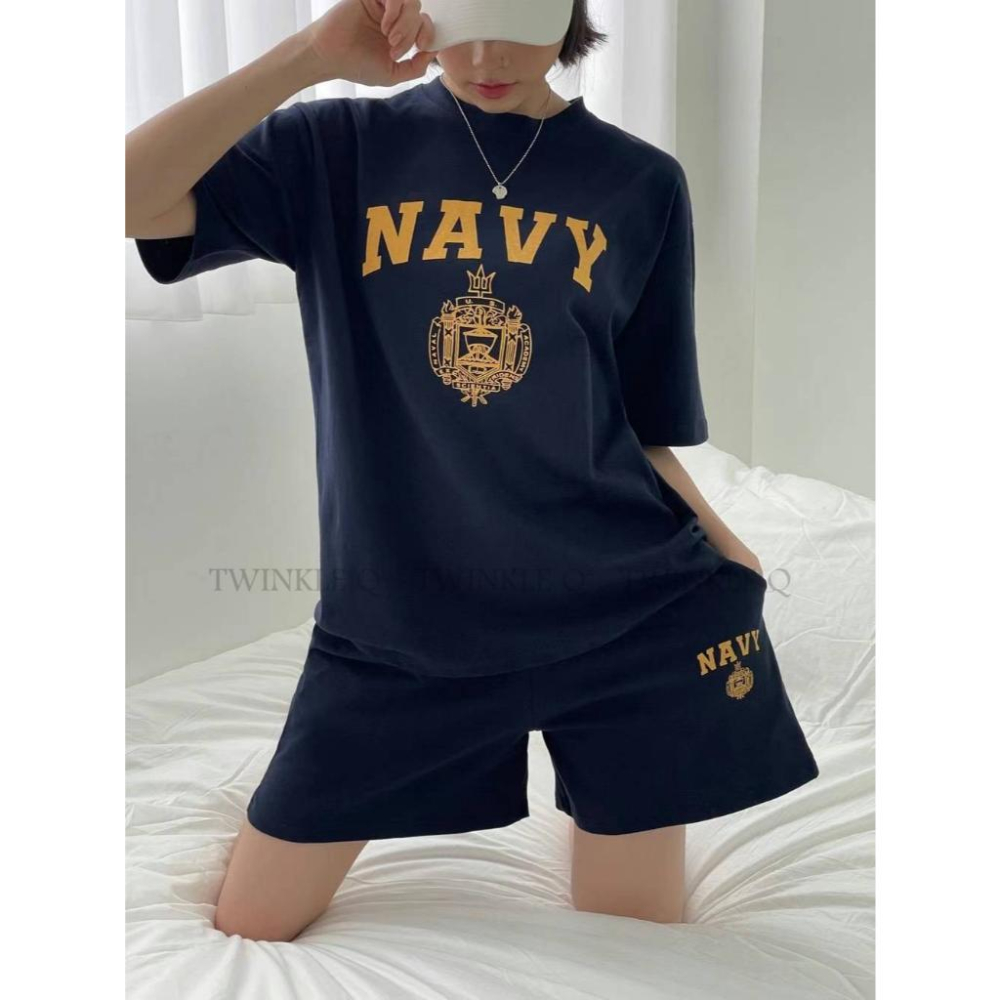 🎀 Twinkle Q韓國代購BUY好物-預購✈️正韓🇰🇷 休閒套裝 美式風格 字母印花 短袖上衣 休閒 短褲 套裝-細節圖6