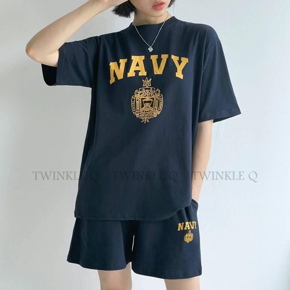 🎀 Twinkle Q韓國代購BUY好物-預購✈️正韓🇰🇷 休閒套裝 美式風格 字母印花 短袖上衣 休閒 短褲 套裝-細節圖7