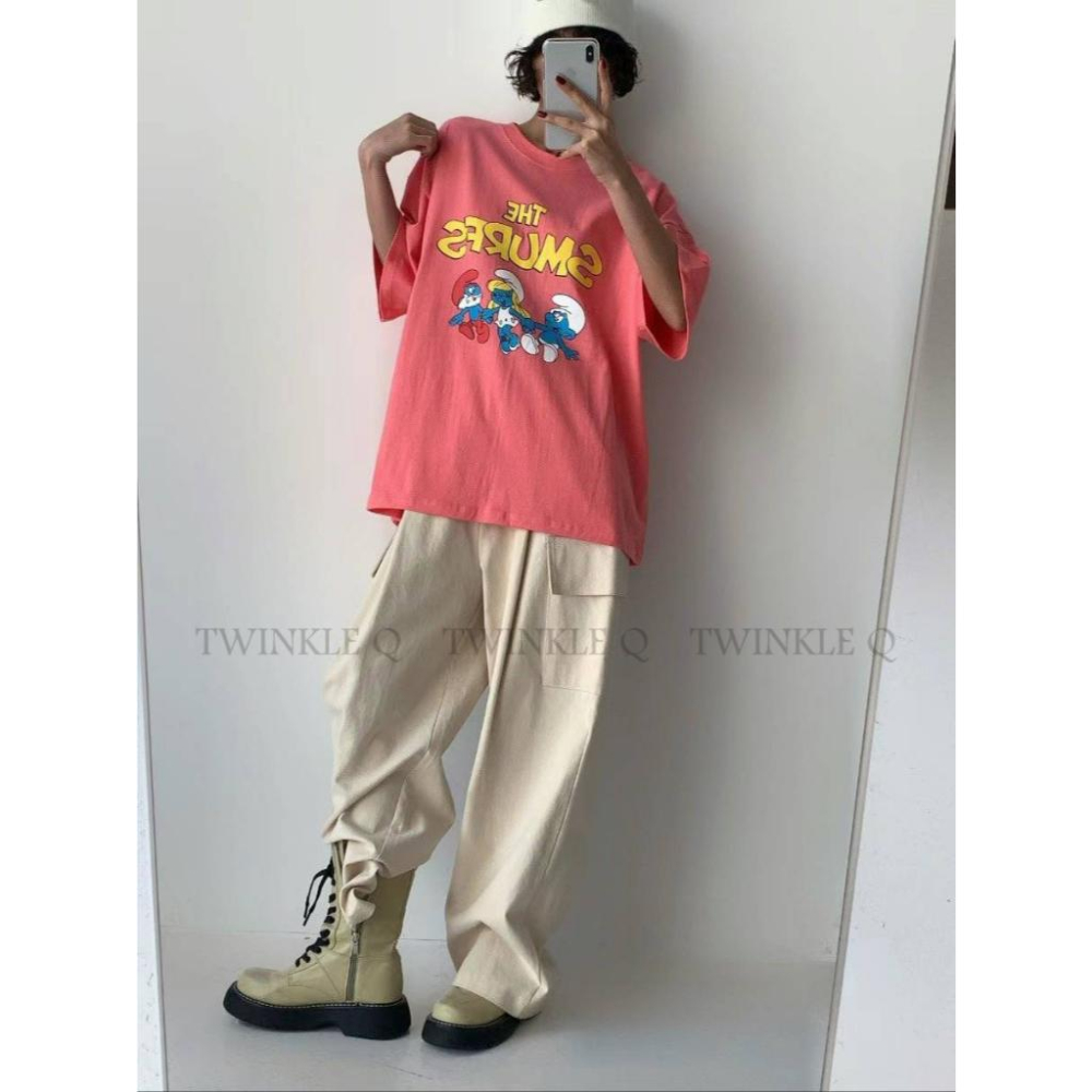 🎀 Twinkle Q韓國代購BUY好物-預購✈️正韓🇰🇷 短袖t恤 藍色小精靈 寬鬆上衣 印花 短袖上衣 韓國t恤-細節圖4