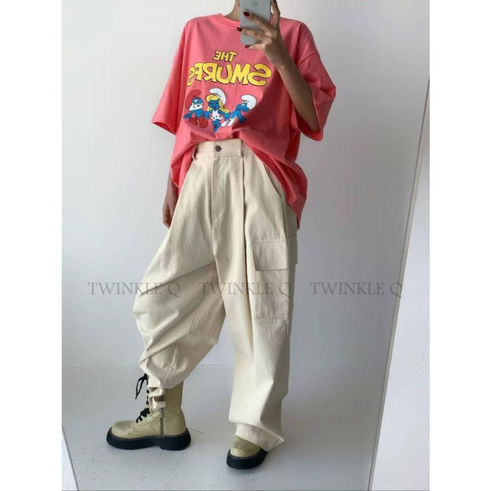 🎀 Twinkle Q韓國代購BUY好物-預購✈️正韓🇰🇷 短袖t恤 藍色小精靈 寬鬆上衣 印花 短袖上衣 韓國t恤-細節圖5