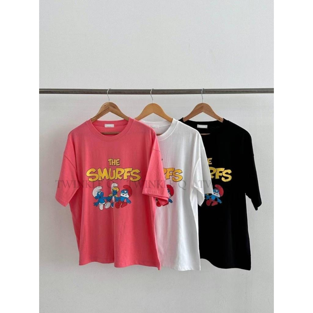 🎀 Twinkle Q韓國代購BUY好物-預購✈️正韓🇰🇷 短袖t恤 藍色小精靈 寬鬆上衣 印花 短袖上衣 韓國t恤-細節圖8