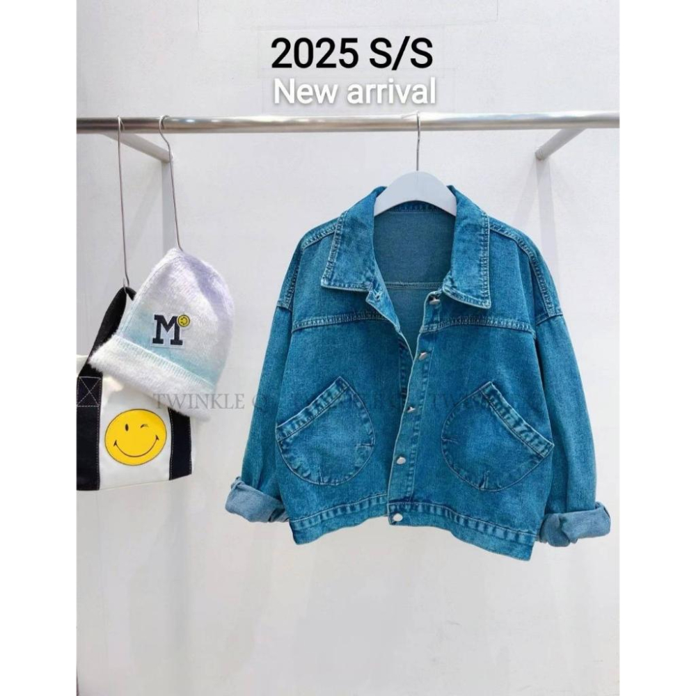 🎀 Twinkle Q韓國代購BUY好物-預購✈️正韓🇰🇷 牛仔外套 春款 笑臉 花朵 口袋 休閒外套 外套-細節圖5