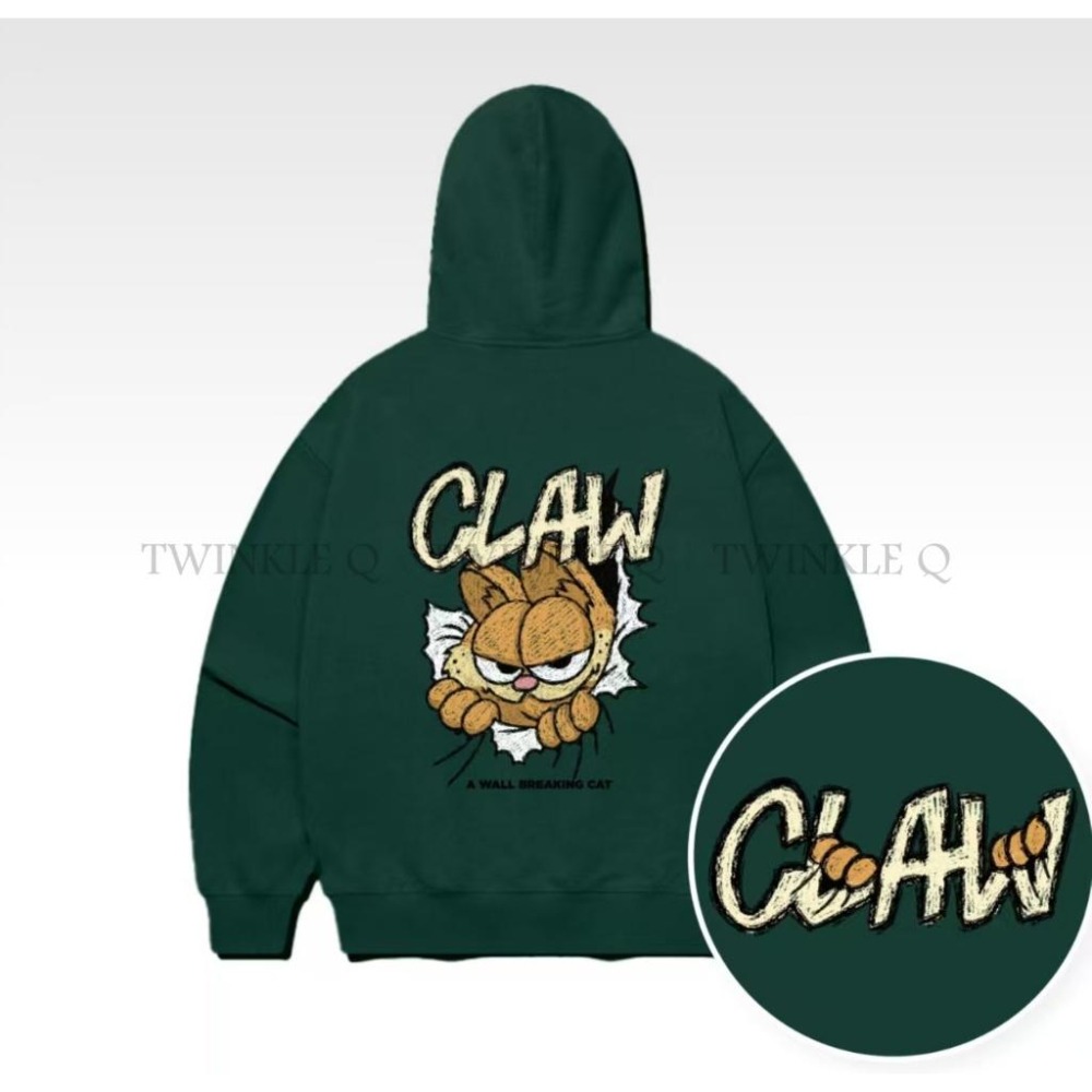 🎀TwinkleQ韓國代購-預購✈️東大門🔥南大門正韓 連帽t恤  男女中性 加菲貓 圖案印花 寬鬆上衣 連帽上衣 帽t-細節圖3