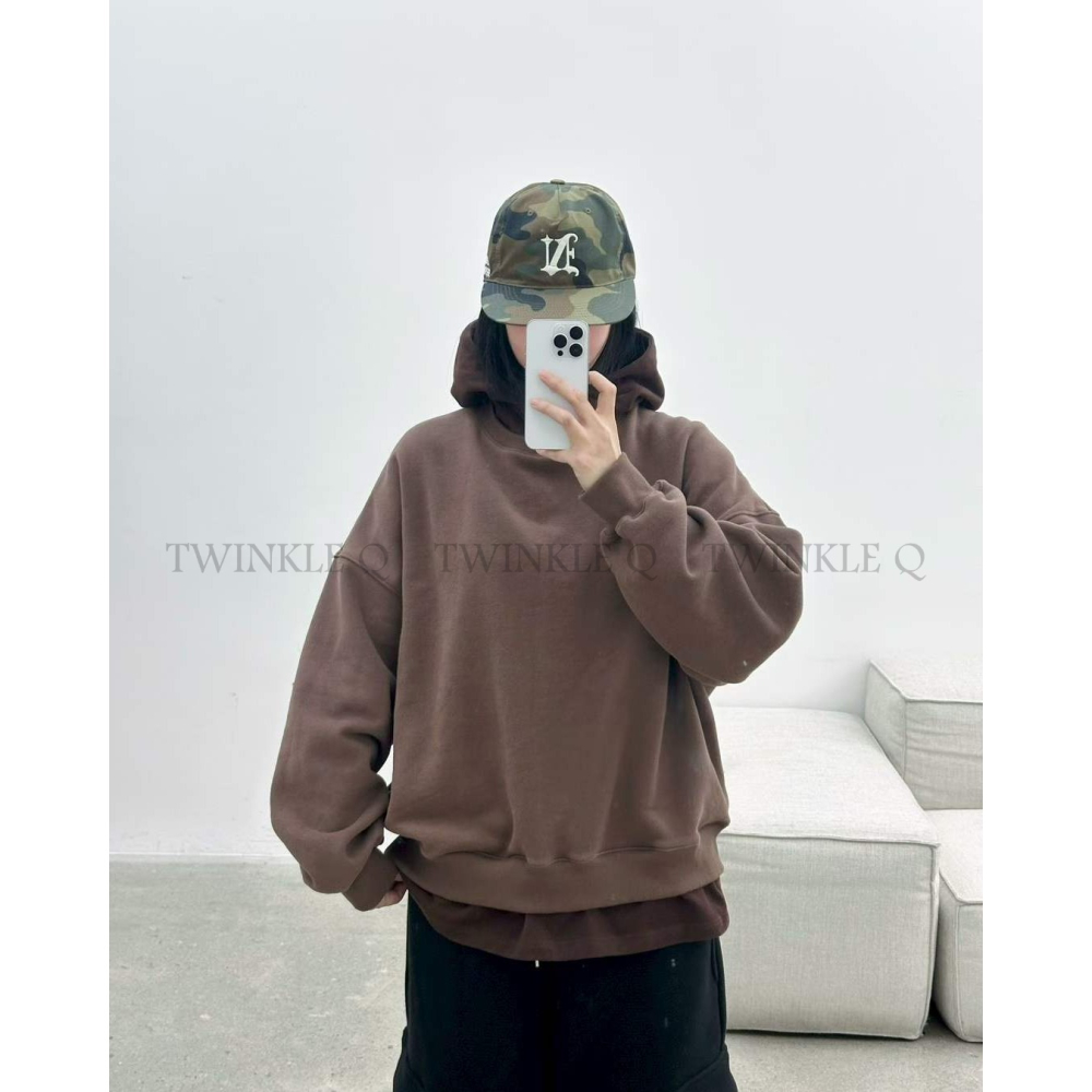 🎀TwinkleQ韓國代購-預購✈️東大門🔥南大門正韓 連帽t恤 男女中性 刷毛 假二件 連帽衫 連帽上衣 帽t-細節圖2