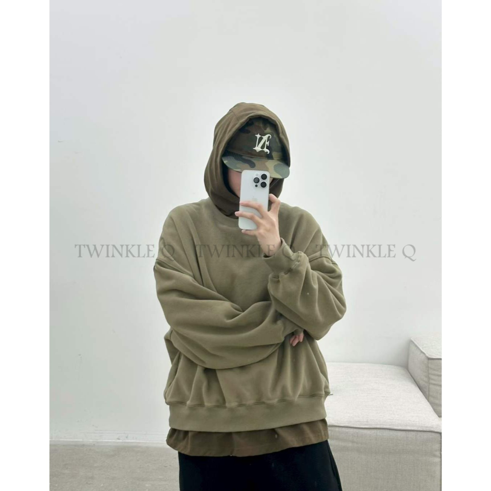🎀TwinkleQ韓國代購-預購✈️東大門🔥南大門正韓 連帽t恤 男女中性 刷毛 假二件 連帽衫 連帽上衣 帽t-細節圖4