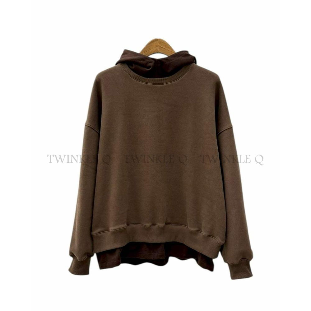 🎀TwinkleQ韓國代購-預購✈️東大門🔥南大門正韓 連帽t恤 男女中性 刷毛 假二件 連帽衫 連帽上衣 帽t-規格圖6