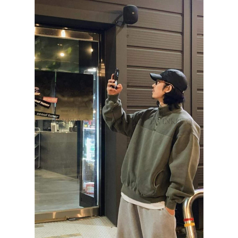 🎀TwinkleQ韓國代購-預購✈️東大門🔥南大門正韓 大學t 男女中性 刷毛 半開拉鍊 長袖上衣 長t 大學踢-細節圖3