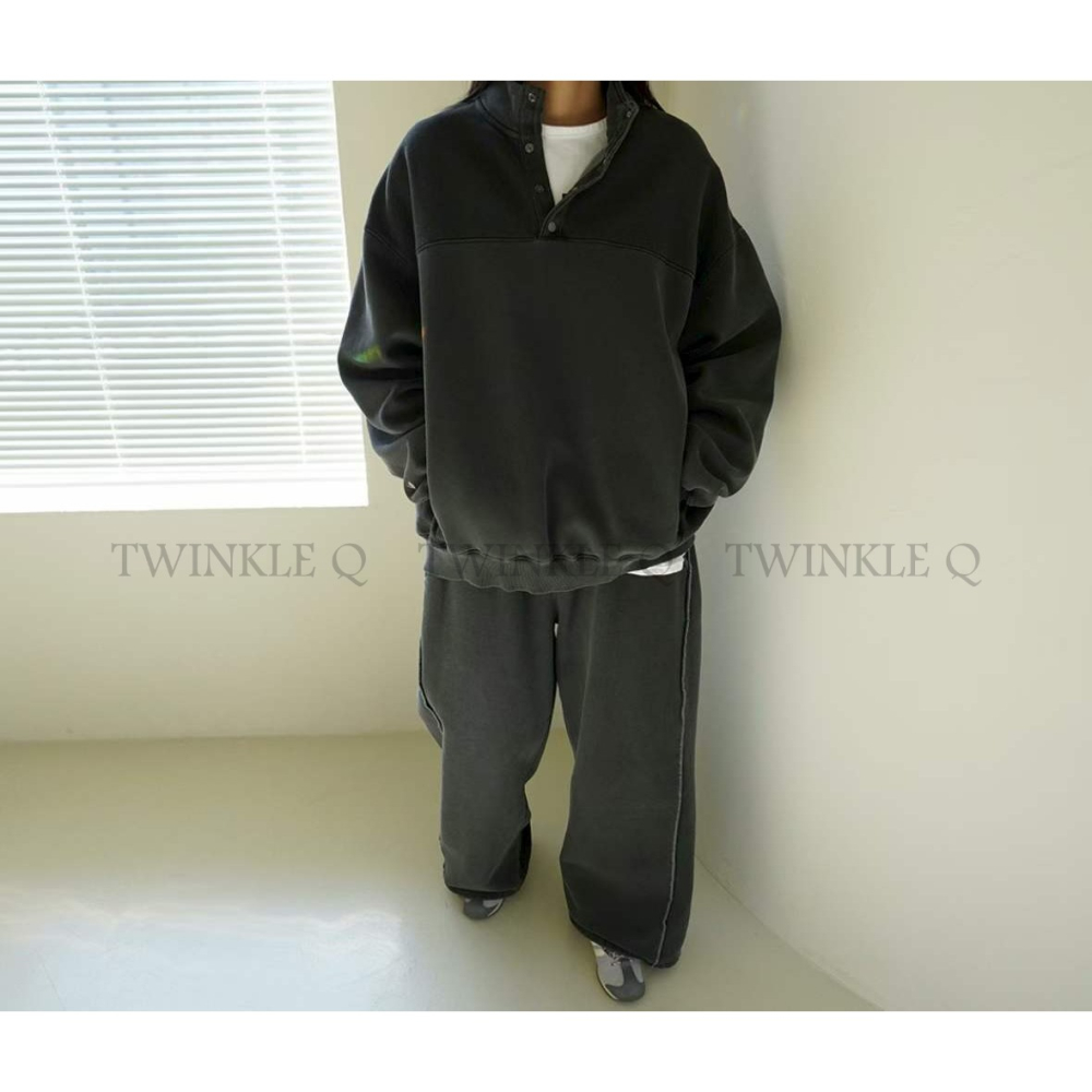 🎀TwinkleQ韓國代購-預購✈️東大門🔥南大門正韓 大學t 男女中性 刷毛 半開拉鍊 長袖上衣 長t 大學踢-細節圖7