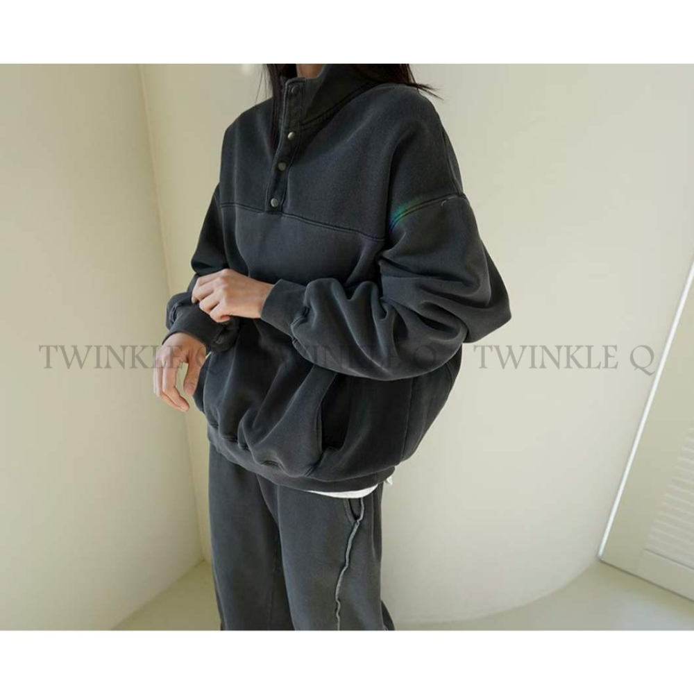 🎀TwinkleQ韓國代購-預購✈️東大門🔥南大門正韓 大學t 男女中性 刷毛 半開拉鍊 長袖上衣 長t 大學踢-細節圖9