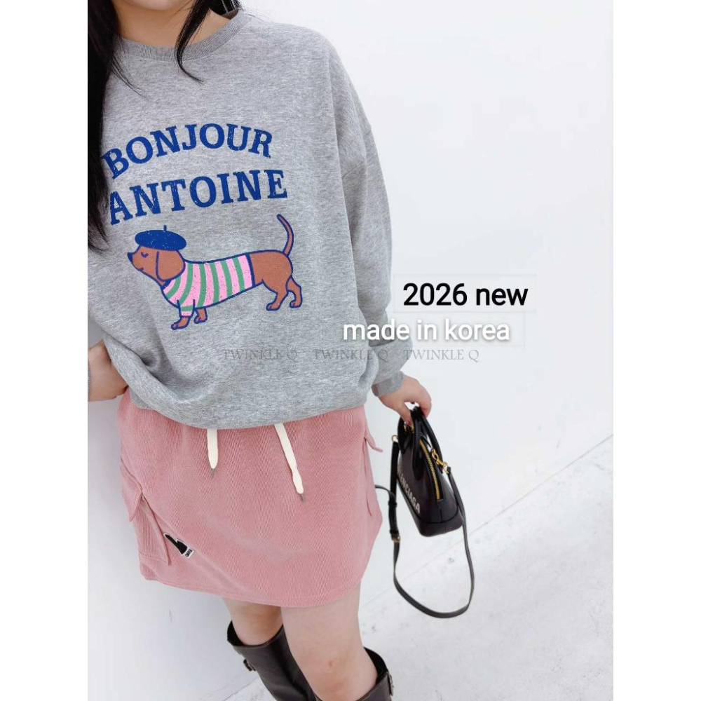 🎀TwinkleQ韓國代購BUY好物-預購✈️正韓🇰🇷 大學t 狗狗 字母印花 長袖上衣 長t 休閒上衣 大學踢-細節圖2