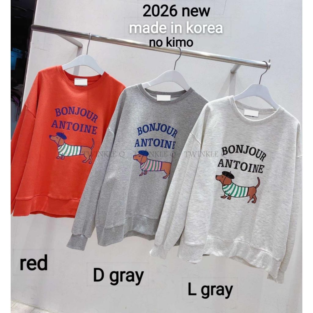 🎀TwinkleQ韓國代購BUY好物-預購✈️正韓🇰🇷 大學t 狗狗 字母印花 長袖上衣 長t 休閒上衣 大學踢-細節圖8