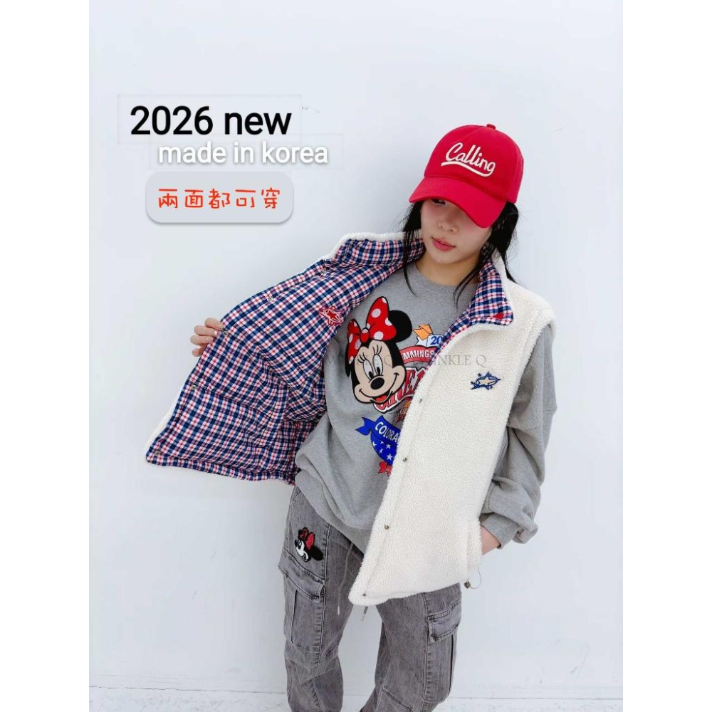 🎀TwinkleQ韓國代購BUY好物-預購✈️正韓🇰🇷 休閒背心外套 絨毛 格子背心 口袋 兩面都可穿 背心-細節圖4