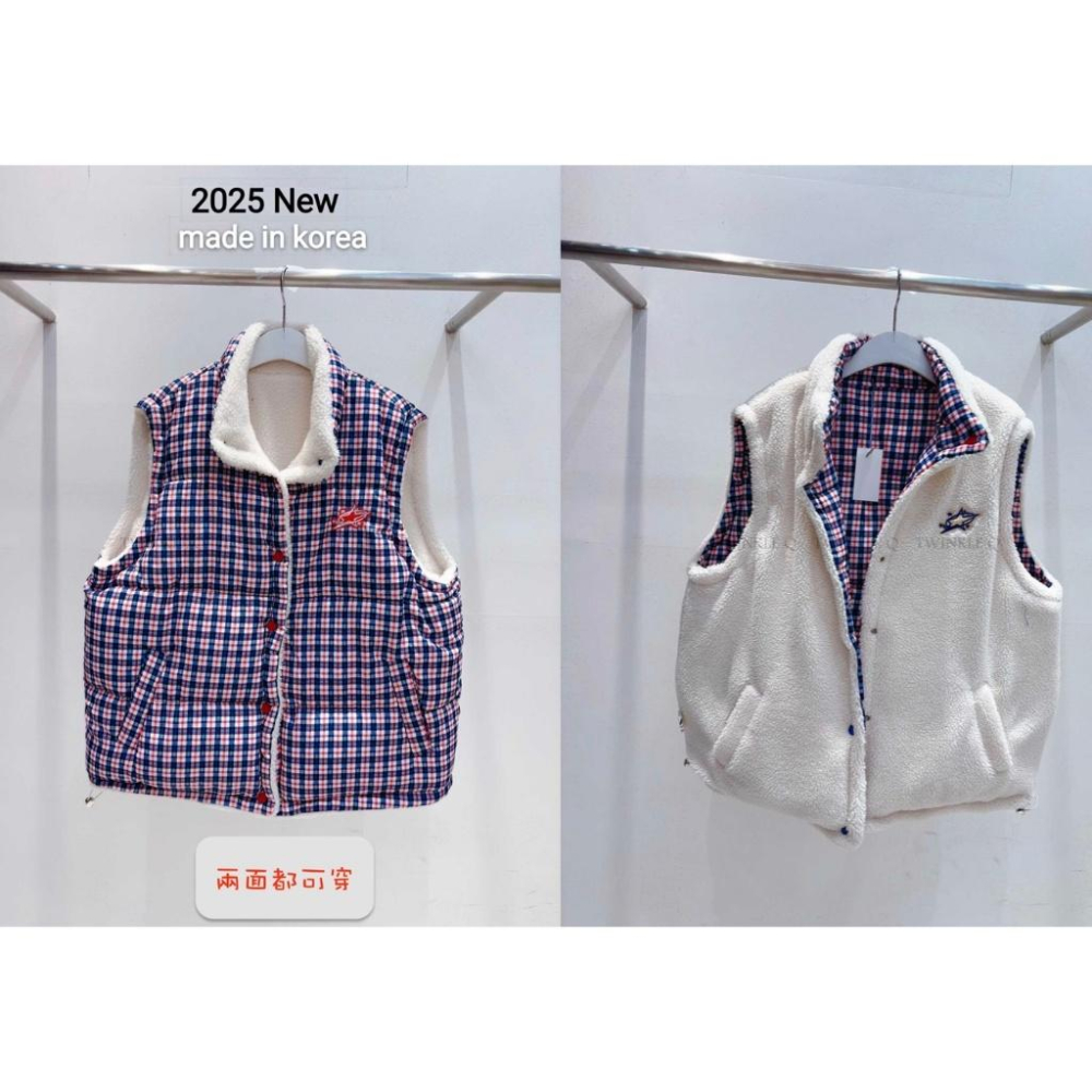 🎀TwinkleQ韓國代購BUY好物-預購✈️正韓🇰🇷 休閒背心外套 絨毛 格子背心 口袋 兩面都可穿 背心-細節圖8