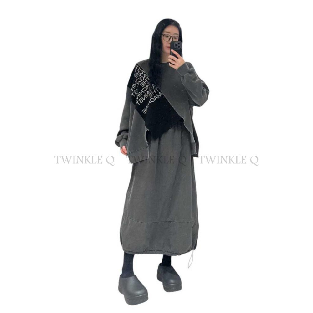 🎀TwinkleQ韓國代購BUY好物-預購✈️正韓🇰🇷 大學t 刷毛 字母印花 不規則 水洗t 撞色 拼接 長t 大學踢-細節圖4