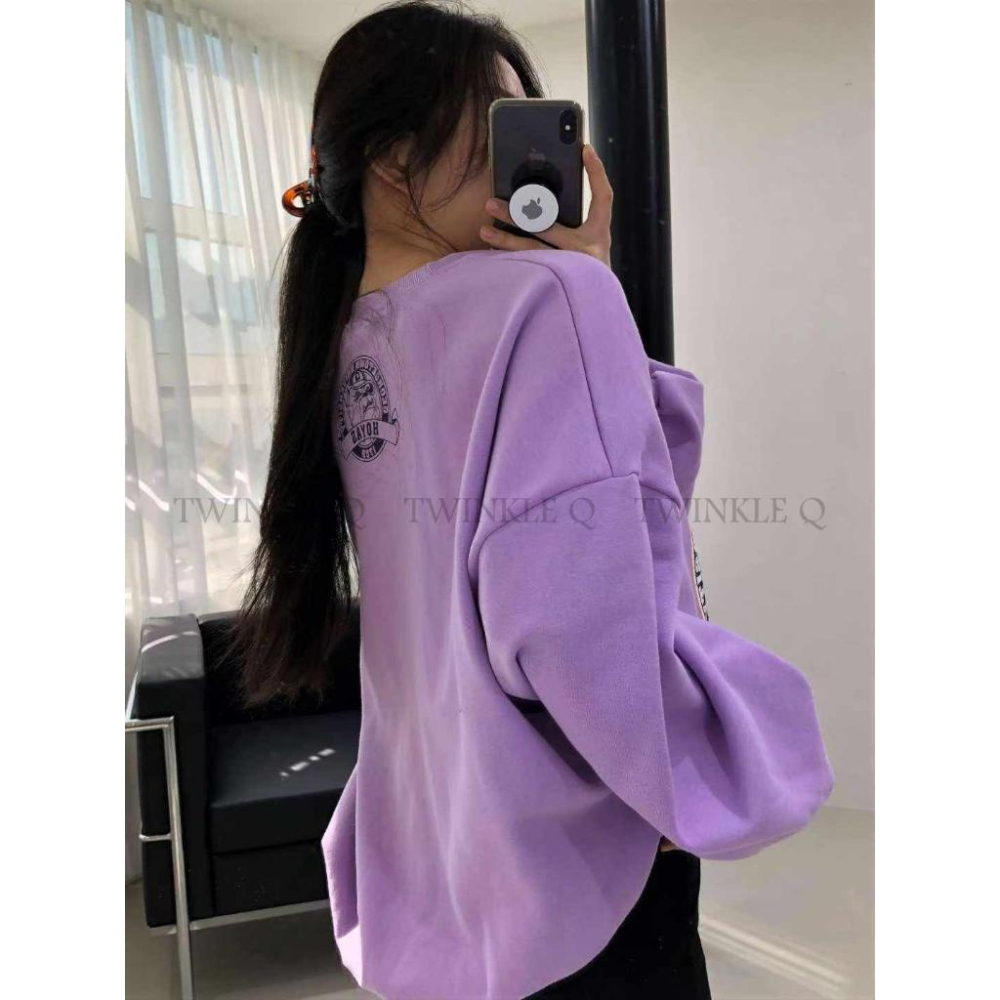 🎀TwinkleQ韓國代購BUY好物-預購✈️正韓🇰🇷 大學t 狗狗 字母印花 寬鬆版型 休閒上衣 長t 大學踢-細節圖3