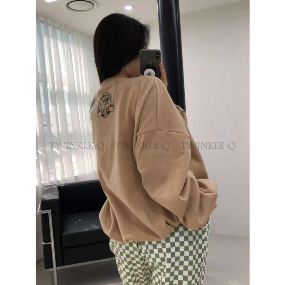 🎀TwinkleQ韓國代購BUY好物-預購✈️正韓🇰🇷 大學t 狗狗 字母印花 寬鬆版型 休閒上衣 長t 大學踢-細節圖7