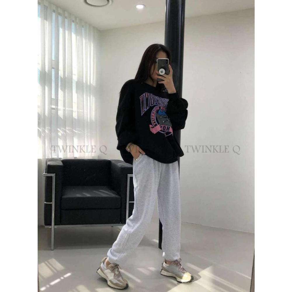 🎀TwinkleQ韓國代購BUY好物-預購✈️正韓🇰🇷 大學t 狗狗 字母印花 寬鬆版型 休閒上衣 長t 大學踢-細節圖8