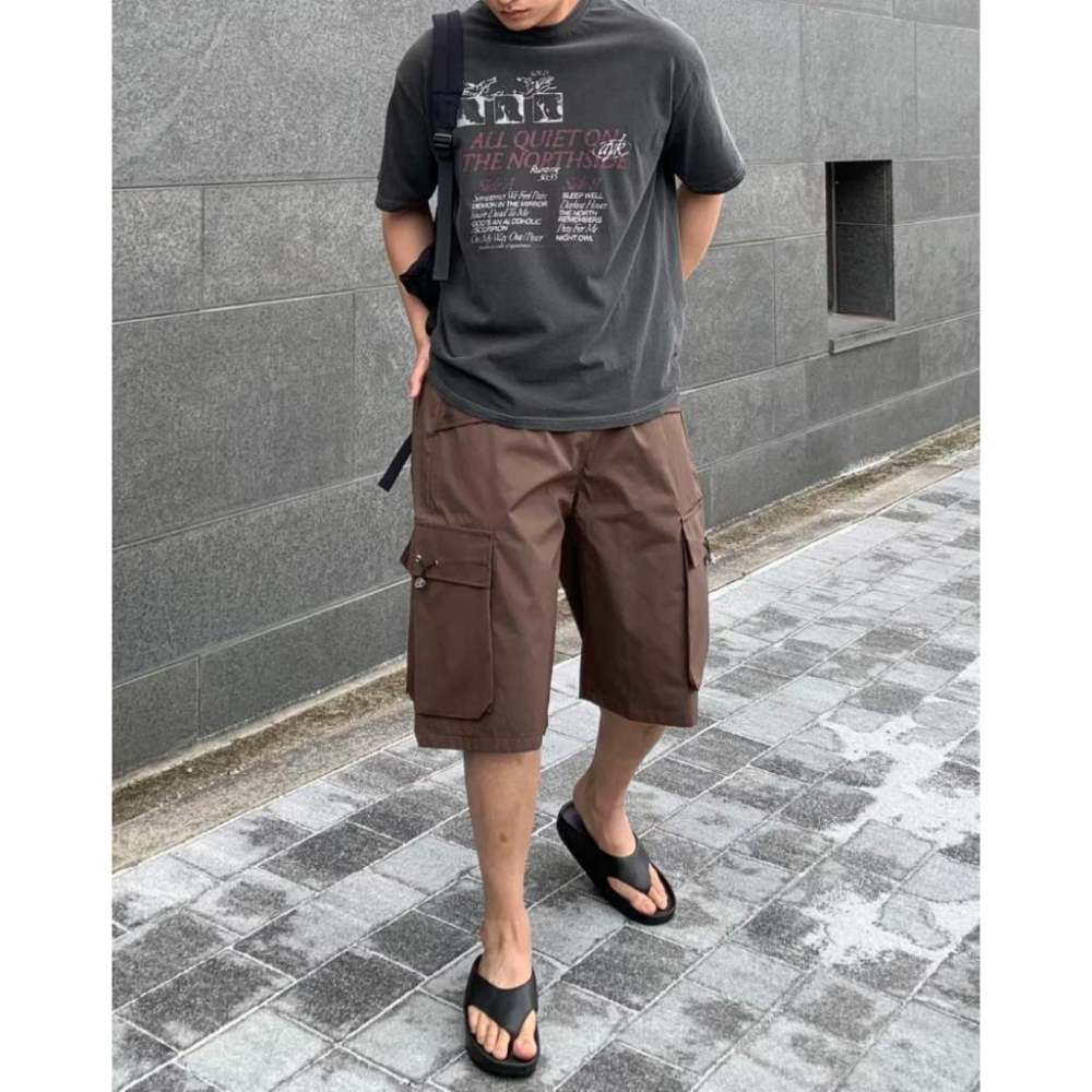 🎀TwinkleQ韓國代購-預購✈️東大門🔥南大門正韓 休閒短褲 尼龍 工裝短褲 口袋 鬆緊 拉繩 短褲-細節圖2