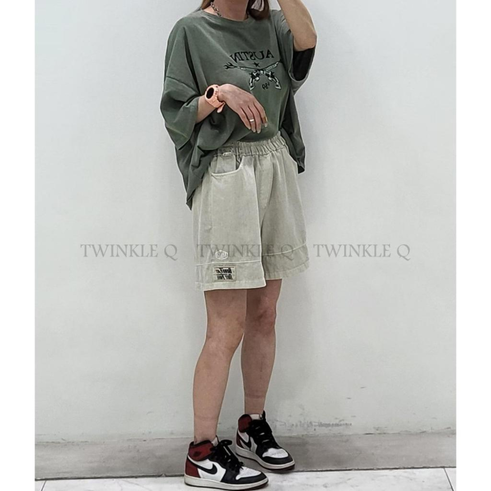 🎀TwinkleQ韓國代購-預購✈️東大門🔥南大門正韓 休閒短褲 字母刺繡 貼布 鬆緊 運動 短褲-細節圖6
