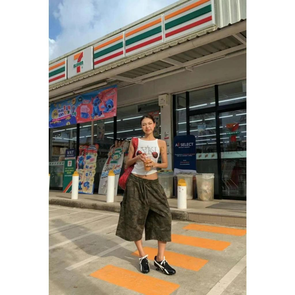 🎀TwinkleQ韓國代購-預購✈️東大門🔥南大門正韓 休閒短褲 男女中性 迷彩 鬆緊 口袋 寬鬆 短褲-細節圖2
