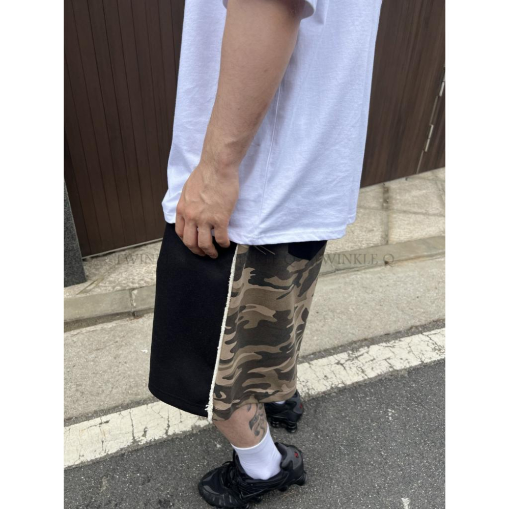 🎀TwinkleQ韓國代購-預購✈️東大門🔥南大門正韓 休閒短褲 迷彩 口袋 撞色 拼色 鬆緊 寬鬆 運動 短褲-細節圖2